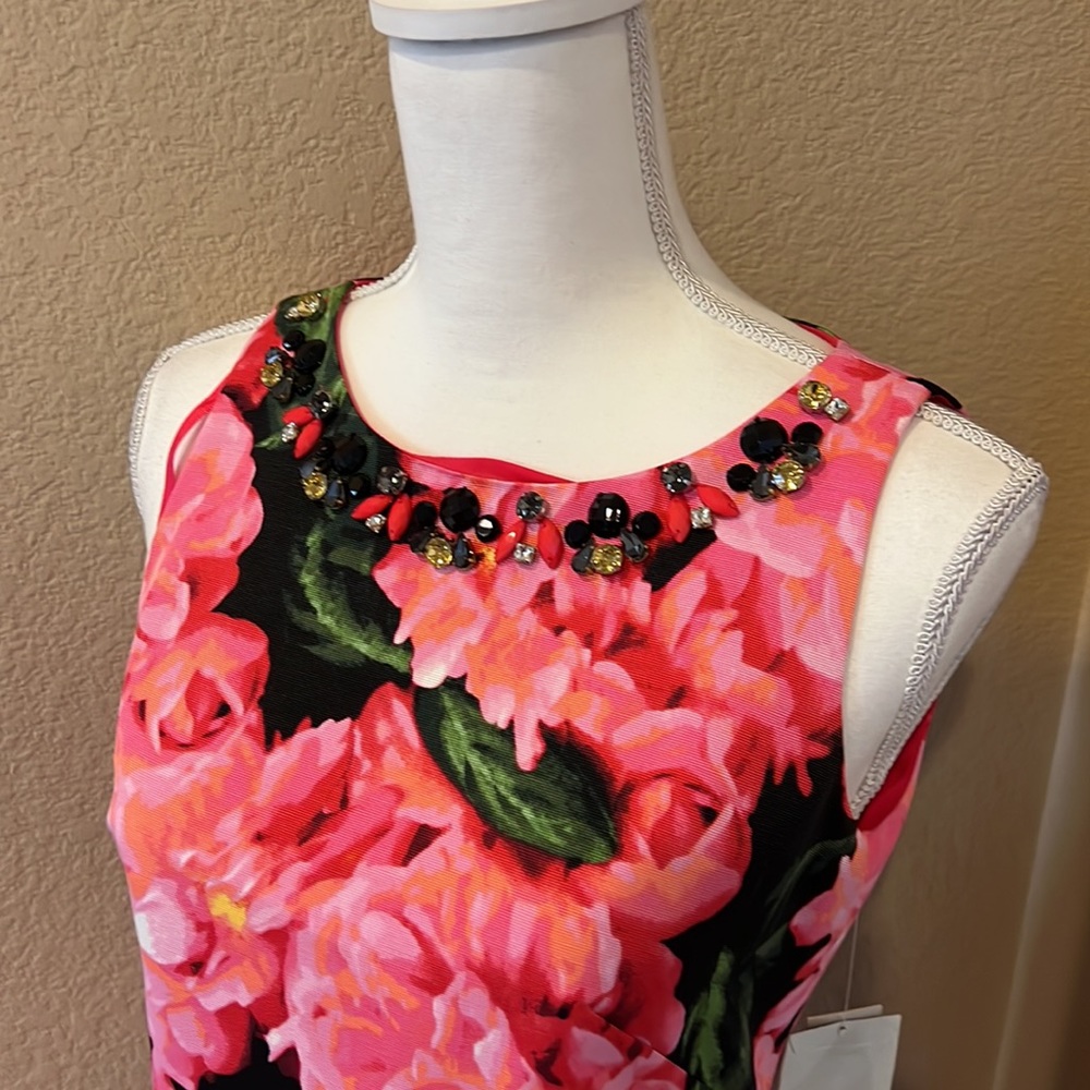 NEW Eliza J Floral A-Line Sleeveless Sheath Dress - Picture 4 of 16
